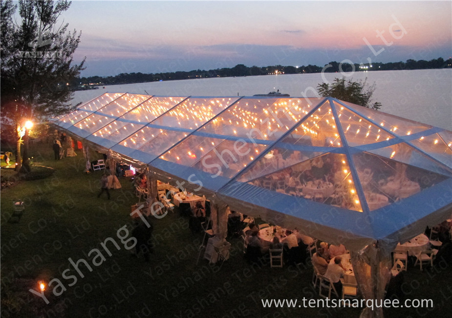 Transparent PVC Cover Outdoor Party Tent Marquee With Bright Lighting Decoration